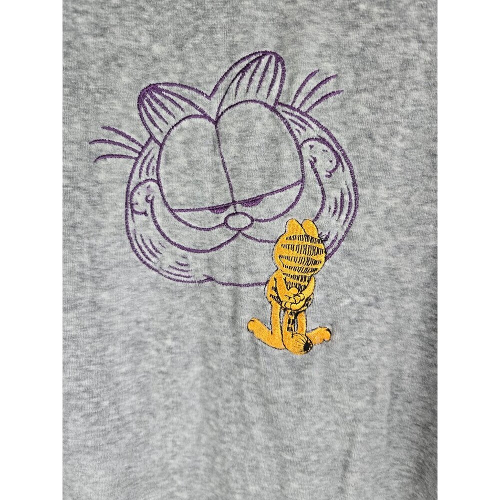 Vintage Garfield Pajama Velour Sleepwear Sleep Shirt Nightgown Large Gray EUC - Picture 2 of 5